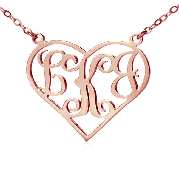  Initial Monogram Personalized Heart Necklace