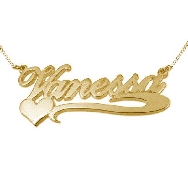 Side Heart 18ct Gold Silver Name Necklace