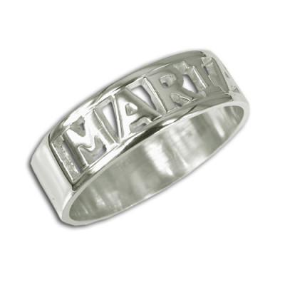 Personalized English Silver Engraved Name Ring