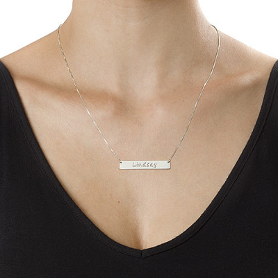 Silver Bar Necklace with Icons