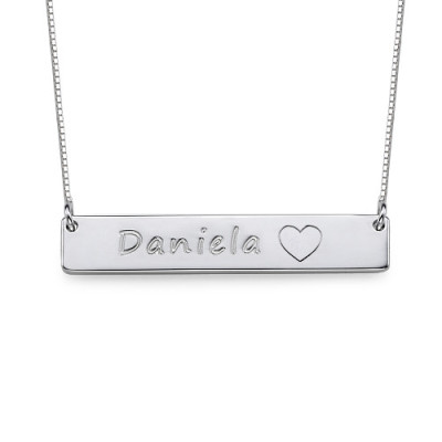 Silver Bar Necklace with Icons