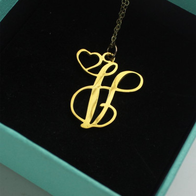 Single Letter Monogram With Heart Necklace In 18ct Gold