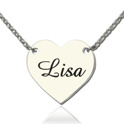 Stamped Name Heart Love Necklaces Sterling Silver