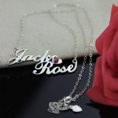 Personalized Nameplate Necklace Double Name Sterling Silver