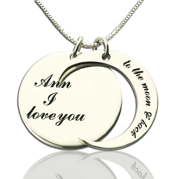 Personalized I Love You to the Moon and Back Love Necklace Sterling Silver
