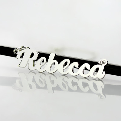 Personalized Sterling Silver Puff Font Namplate Necklace