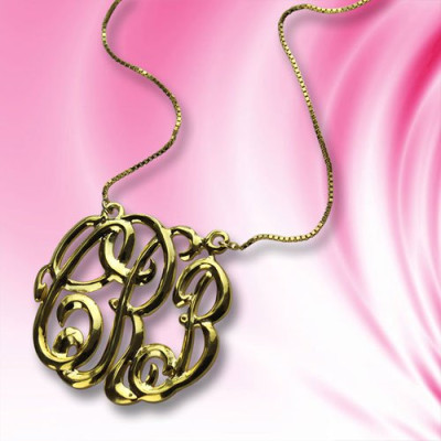 Celebrity Cube Premium Monogram Necklace Gifts 18ct Gold