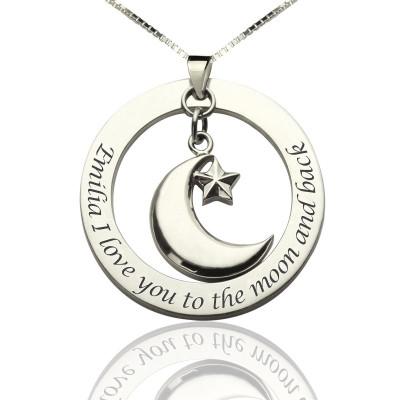 I Love You To The Moon and Back Moon  Start Charm Pendant