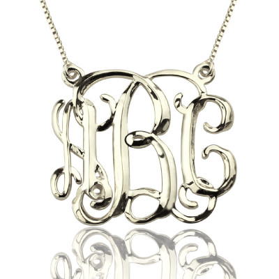 Personalized Cube Monogram Initials Necklace Sterling Silver