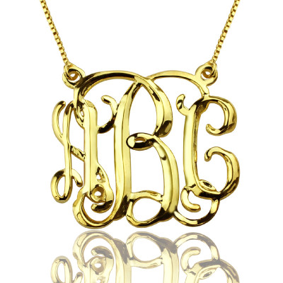 Custom Cube Monogram Initials Necklace 18ct Gold