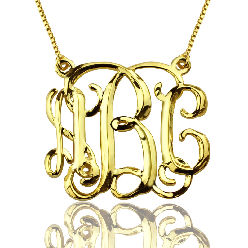 AOL Special - Two Initial Block Monogram Pendant 18ct Gold Plated