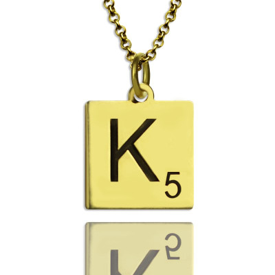 Engraved Scrabble Initial Letter Necklace 18ct Gold