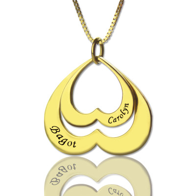 Heart in Heart Name Pendant In 18ct Gold