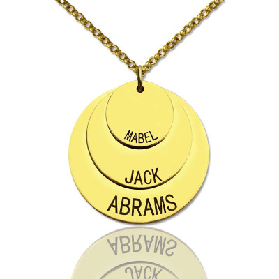 Disc Necklace With Kids Name For Mom 18ct Gold