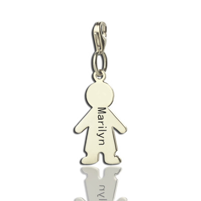 Personalized Boy Pendant on Lobster Clasp Silver