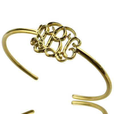 Personalized Celebrity Monogram Initial Bangle 18ct Gold