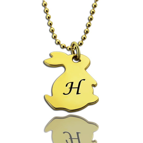 Tiny Rabbit Initial Charm Necklace 18ct Gold