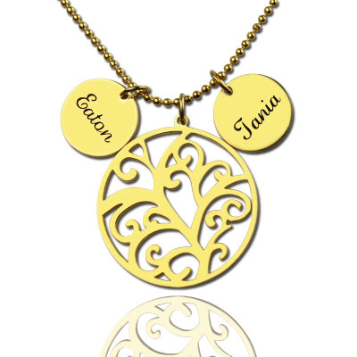 Family Tree Necklace With Name Charm For Mom