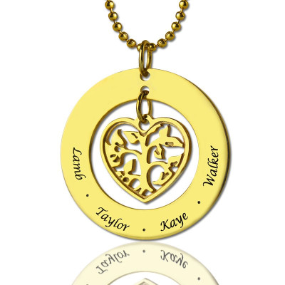 Circle Family Tree Pendant Necklace In 18ct Gold