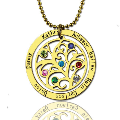 Family Tree Birthstone Necklace In 18ct Gold 