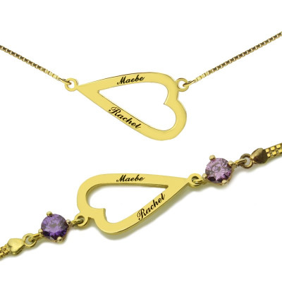 Open Heart Love Necklace  Bracelet Engraved Name