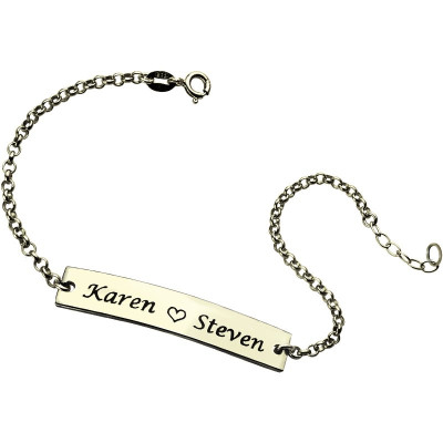 Engraved Name Bar Bracelet For Her Sterling Silver