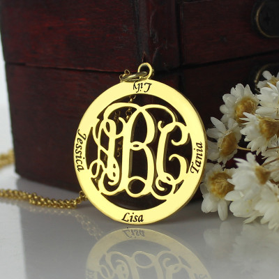 Family Monogram Name Necklace In 18ct Gold
