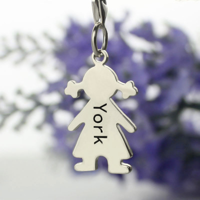 Personalized Baby Girl Pendant Necklace With Name Silver