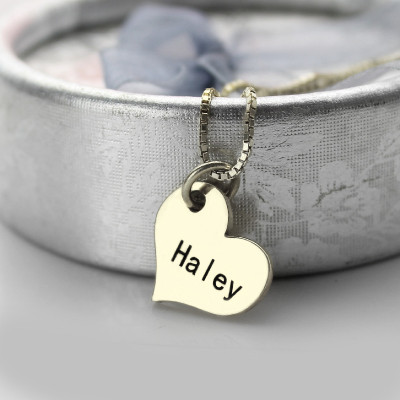 Couples Name Dog Tag Necklace Set with Cut Out Heart