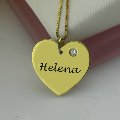 Simple Heart Necklace with Name  Birhtstone 18ct Gold 