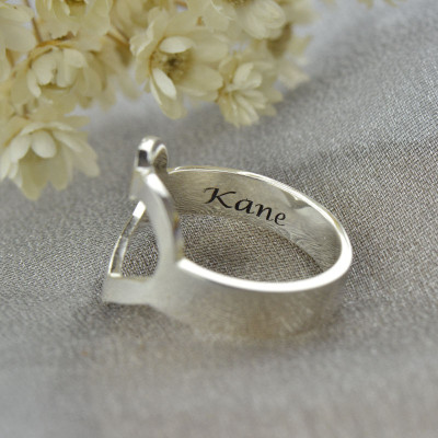 Personalized Couple's Name Promise Heart Ring Silver