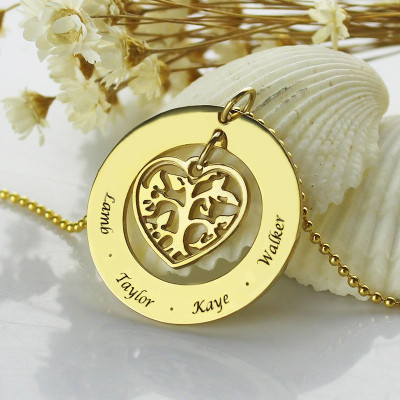 Circle Family Tree Pendant Necklace In 18ct Gold