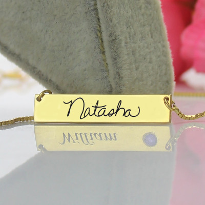 Custom Necklace Signature Bar Necklace Handwritring 18ct Gold