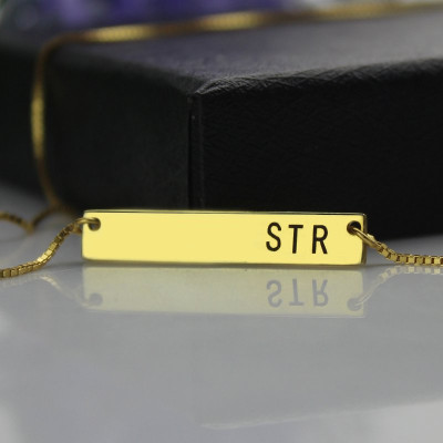 Personalized Initial Bar Necklace 18ct Gold