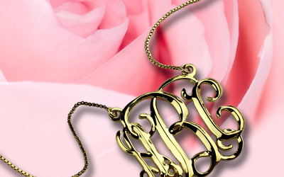 Custom Cube Monogram Initials Necklace | 18K Gold Plated Silver