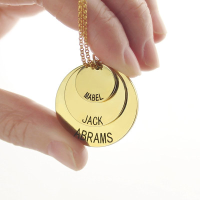 Disc Necklace With Kids Name For Mom 18ct Gold