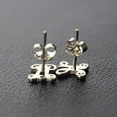 Personalized Single Monogram Stud Earrings Sterling Silver