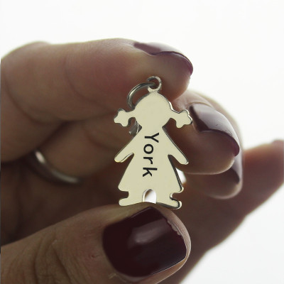 Personalized Baby Girl Pendant Necklace With Name Silver
