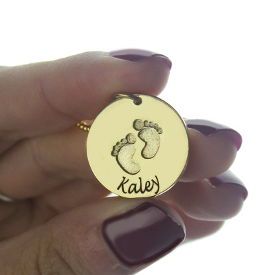 Personalized Baby Footprints Name Necklace 18ct Gold