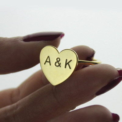Engraved Sweetheart Ring with Double Initials 18ct Gold