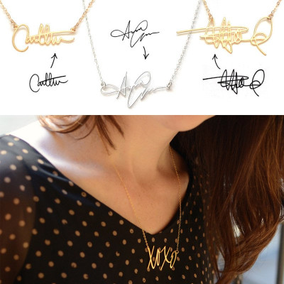 Custom Necklace with Your Own Signature 18ct Gold Silver