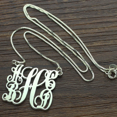 Customised 5 Initials Family Monogram Necklace Silver