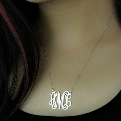 Personalized Monogram Initial Necklace Sterling Silver