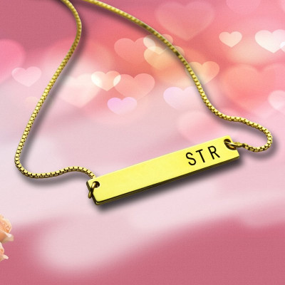 Personalized Initial Bar Necklace 18ct Gold