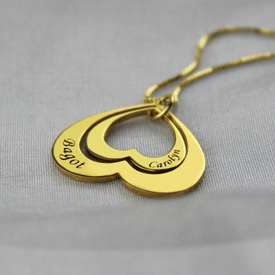 Heart in Heart Name Pendant In 18ct Gold
