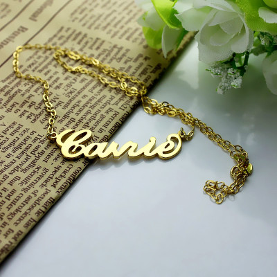 Personalized Carrie Name Necklace Solid Gold 18ct