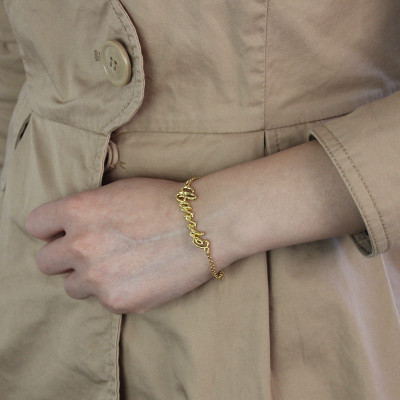 Custom Women's Name Bracelet 18ct Gold