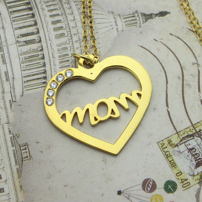 Mothers Heart Necklace With Birthstone 18ct Gold 