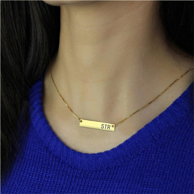 Personalized Initial Bar Necklace 18ct Gold