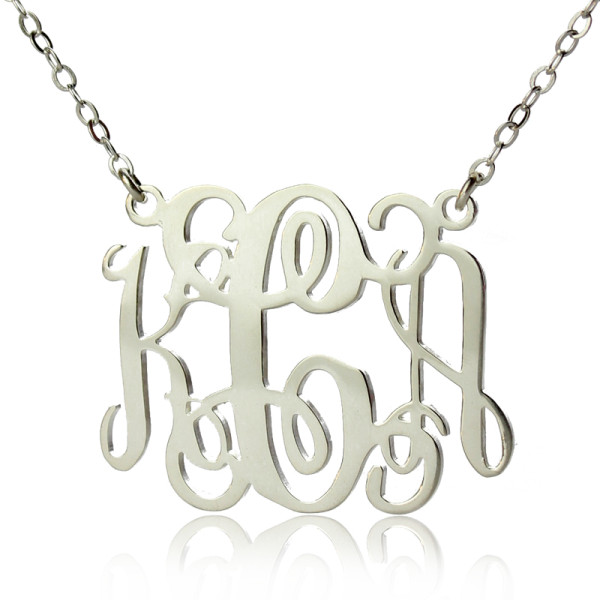 Alexis Bellino Style Monogram Necklace Solid White Gold 18ct